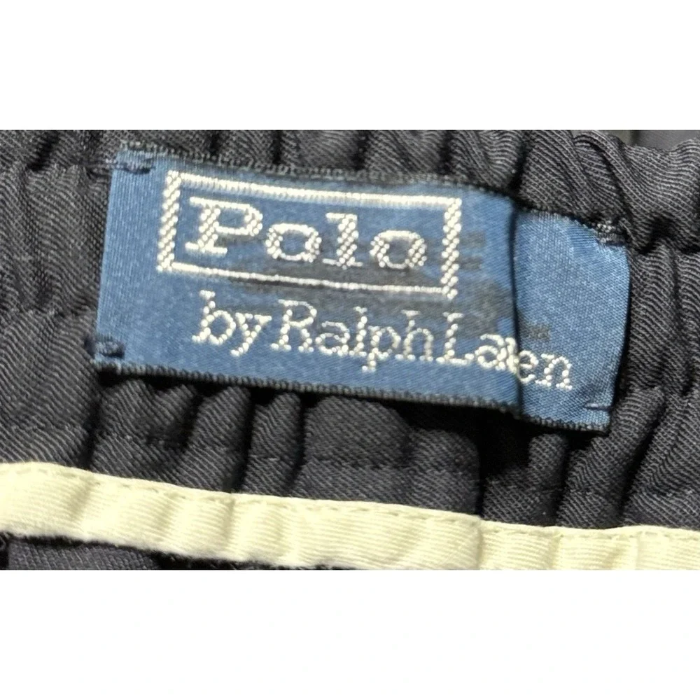 Polo Ralph Lauren Pleated Stretch Twill Trousers Mens 32x33 Navy Blue Drawstring